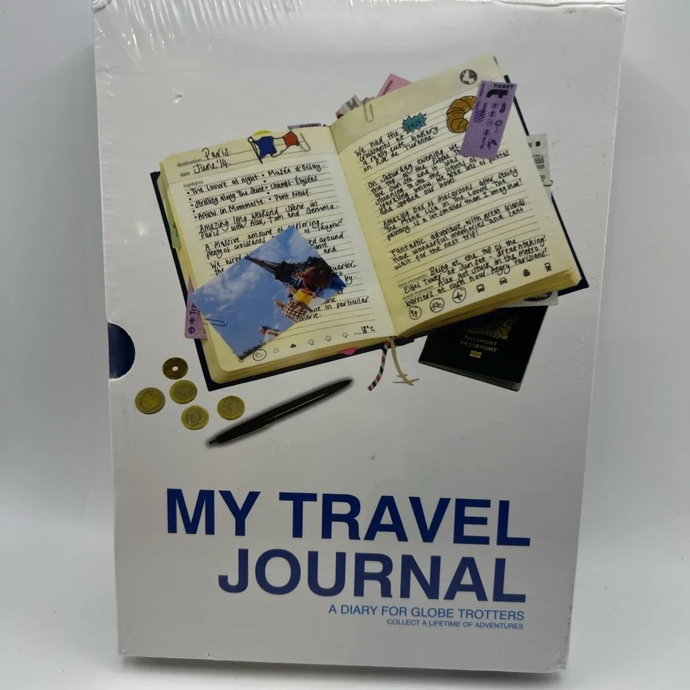 MY TRAVEL JOURNAL: A Diary for Globe Trotters Blue Hardcover W/ Slipcase Sealed